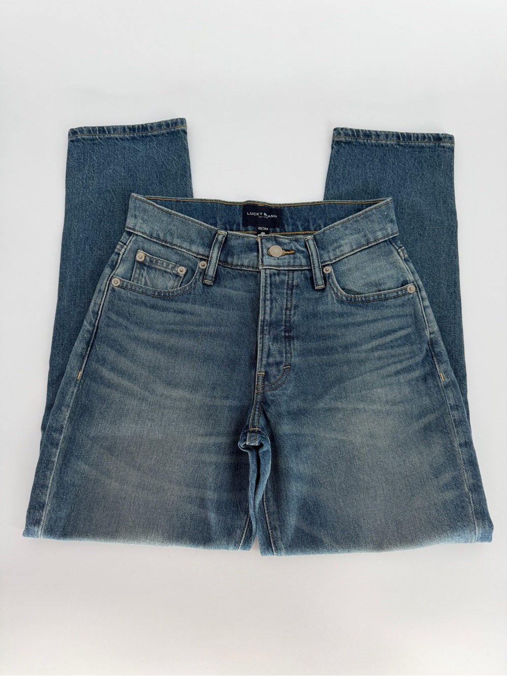 Lucky Brand Drew Mom High Rise Taper Jeans Medium Button Fly Women's - 00/24A - Picture 3 of 12